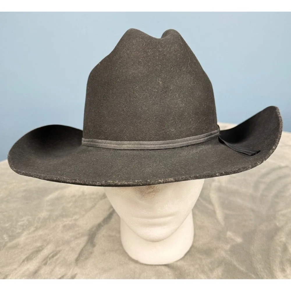 Western Cowboy Hat Mens Gray Wool Dynafelt Wide Brim Cattleman Crease